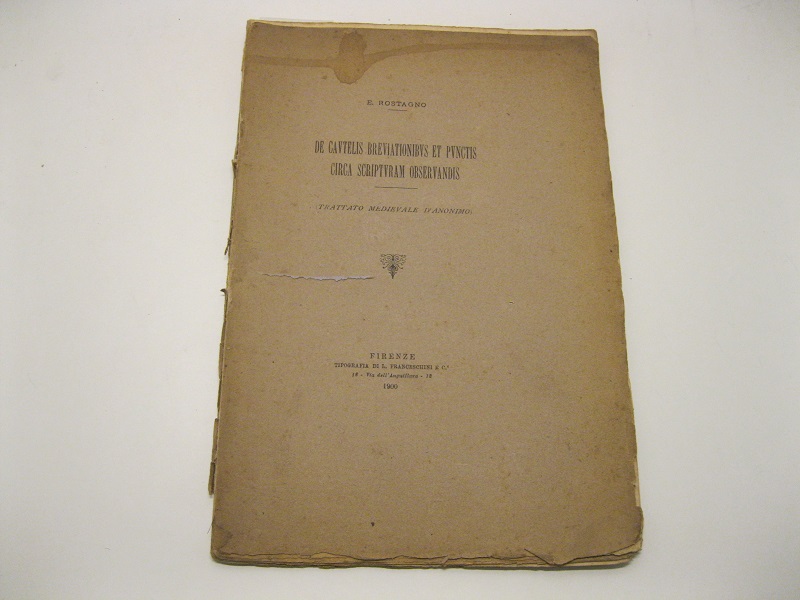 De cautelis breviationibus et punctis circa scripturam observandis. (Trattato medievale d'anonimo).